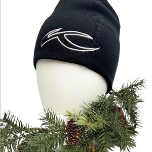 KJUS Embroidered Logo Ribbed Knit Black Beanie